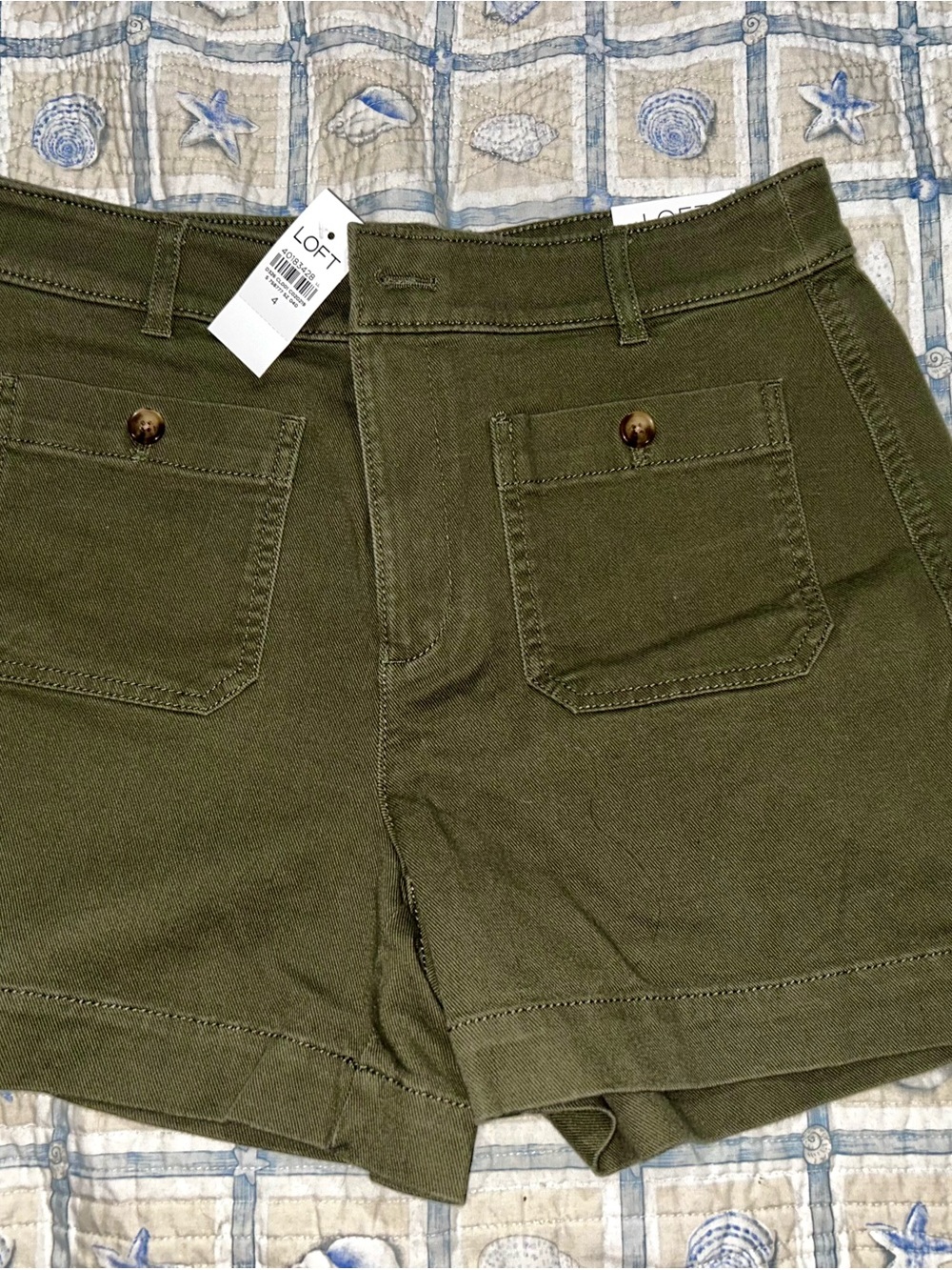 LOFT Olive Palmetto High-Rise  Shorts